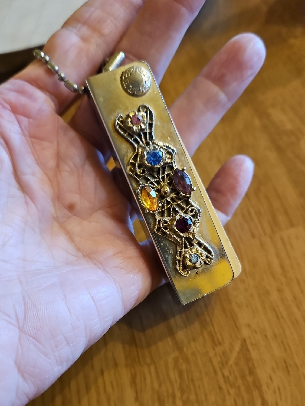 •Vintage miniature address book keychain gold tone rhinestone embellished - Picture 2 of 7